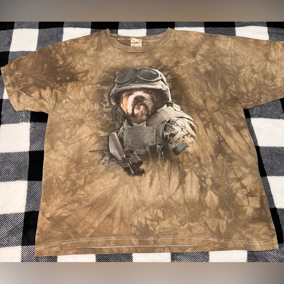 Mountain 2011 Combat Bulldog Dog Brown Tie Dye T-Shirt Size Youth XL Manimals - Picture 1 of 8